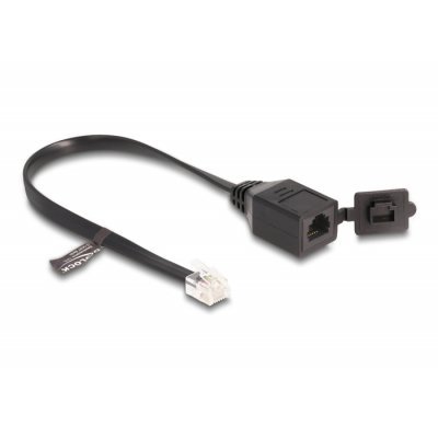 Cable RJ12 macho a RJ12 hembra con tapa protectora 20 cm negro