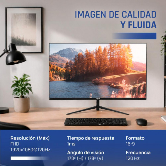 Monitor iggual ML27SMM, 27 pulgadas, Full HD, IPS, 120 Hz, 1 ms, altavoces, HDMI, VGA, 99% sRGB - imagen 3