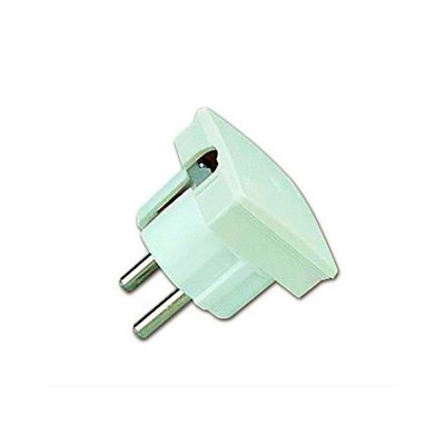 Clavija 2p+t salida lateral 4,8 mm blanca (retractilado)