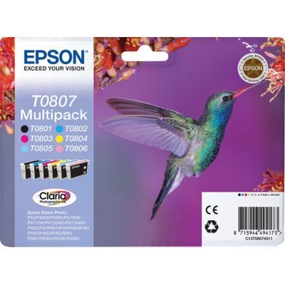 Cartucho de Tinta Original Epson T0807 Multipack/ Negro/ Cian/ Magenta/ Amarillo/ Magenta Claro/ Cian Claro