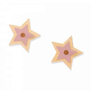 Set 2 perchas infantiles con forma estrella madera/rosa · Polare H121-M9759