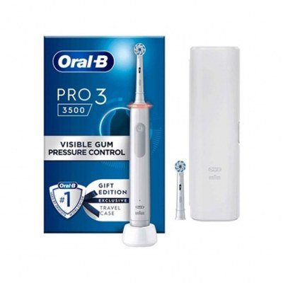 Cepillo dental electrico braun oral - b 3 pro 3 3500 wh blanco estuche - temporizador - tecnologia 3d - 360º
