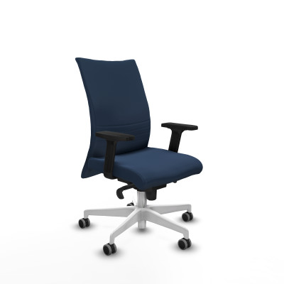 Albacete confidente sincro similpiel azul marino brazos 2D base blanca ruedas 65mm engomadas