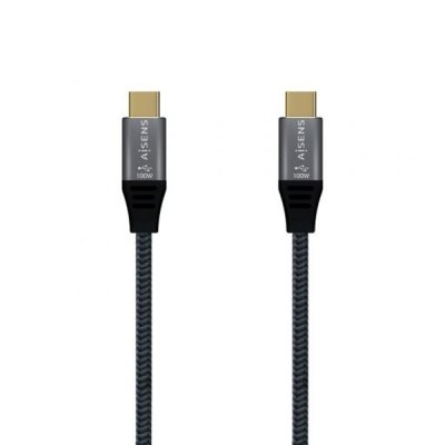 AISENS CABLE USB 2.0 ALUMINIO 5A 100W E-MARK. USB-CM-USB-CM. GRIS. 1.0M