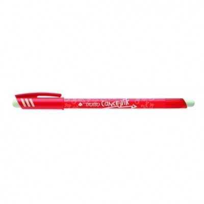 Giotto Tratto Cancellik Boligrafo de Bola - Tinta Borrable - Trazo 0.4mm - Doble Goma - Color Rojo