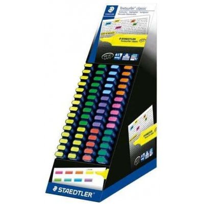 Staedtler Textsurfer Classic 364 Expositor de 60 Marcadores Fluorescentes - Punta Biselada 1 - 5 mm Aprox - Secado Rapido - Colores Surtidos
