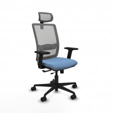 Piqueras y Crespo Haches traslack malla gris bali azul cielo brazos 2D base nailon cabecero malla 2D ruedas 65mm nailon