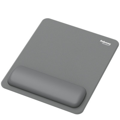 Fellowes Breyta Alfombrilla con Reposamuñecas - Revestimiento Antipolvo - Proteccion Antimicrobiana - Tacto Suave - Fabricado con Material Reciclado - 24x20x1.75cm - Color Gris