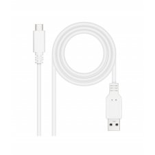 Nanocable Cable USB 2.0 3A, tipo USB-C/M-A/M, Blanco, 2 m