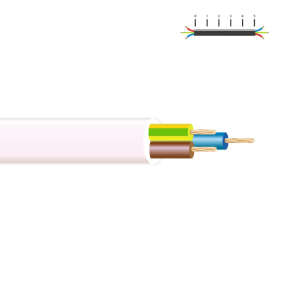 Manguera tubular h05vv-f 3 g 1,50 mm², blanca euro/m