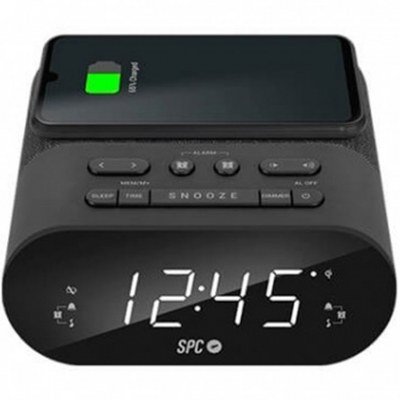 Radio despertador spc frodi qi negro pantalla led - 2xalarmas conf. - carga inalambrica - usb