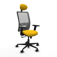 Piqueras y Crespo Zulema sincro malla gris bali amarillo brazos 2D base nailon cabecero fijo ruedas 65mm nailon