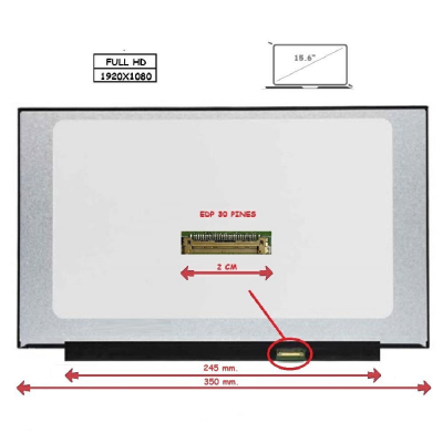 Pantalla para portátil LED 15.6\ Slim 30 Pines Full HD Sin Brackets Ancho 350mm Inverter 245mm