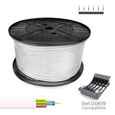 Manguera tubular h05vv-f 3 g 1,50 mm² blanca, 250 m. (bobina grande)