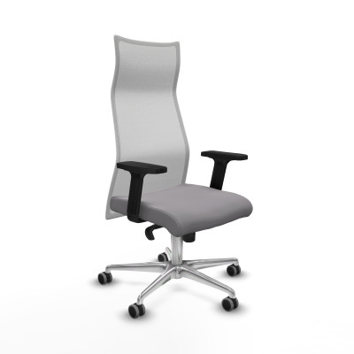 Albacete malla sincro malla blanca similpiel gris brazos 2D base aluminio ruedas 65mm engomadas