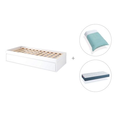 Cama compacta 90x190 cm con cajones + colchón + textil Mare · Bianca Due