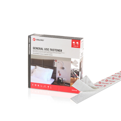 Cinta de gancho y bucle adhesiva, blanca, 20 mm x 25 m