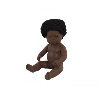 MUÑECO 38CM AFRICANO NIÑA BOLSA MINILAND 31054