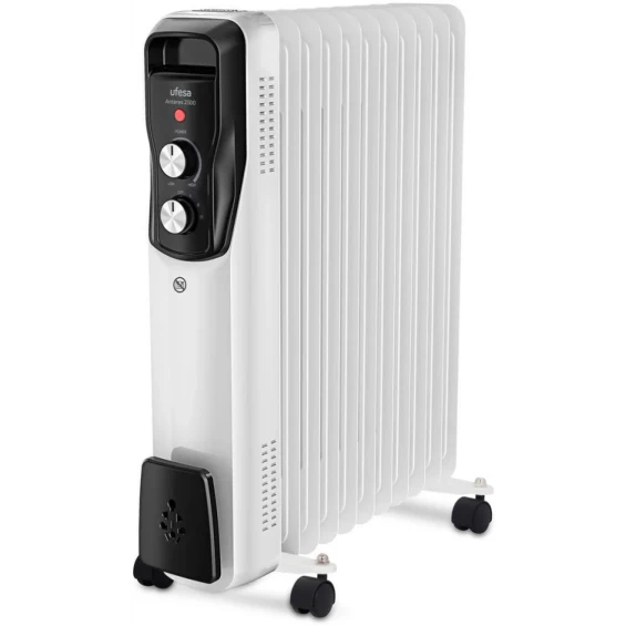 Radiador de aceite Ufesa Antares 2500, 2.500 W, 11 elementos, termostato regulable, blanco
