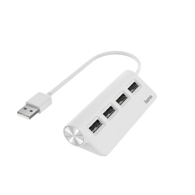 USB HUB con 4 Puertos (Concentrador USB con rápida Transferencia de Datos, Adaptador multipuertos USB. 4 en 1), Color Blanco