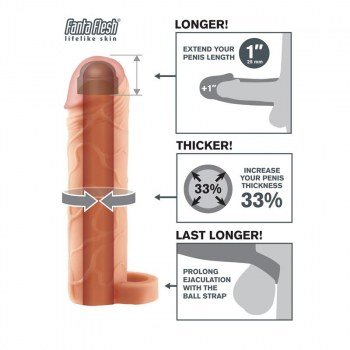 Fantasy X-tensions Perfect 2,5 cm Extensión de Pene con Anilla para Testículos - Color Natural