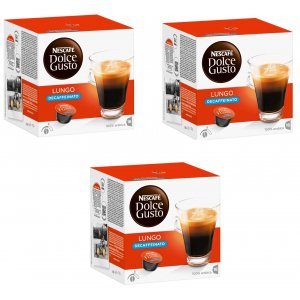 Pack de 3 cajas Dolce Gusto LUNGO DESCAFEINADO, 16 unidades por caja, 48 cápsulas en total