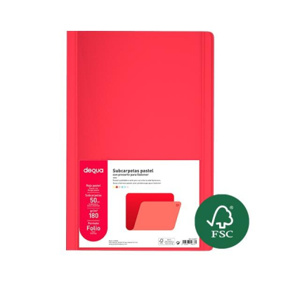 DEQUA Paq.50 subcarpetas 180g folio rojo pastel