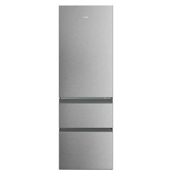Frigorífico combi Haier HTR3618CNMG, 185 x 59.5 x 66.7 cm, No Frost, clase C, 173 kWh/año, 35 dB, 360 litros, Fresh 0°C, Direct Access, plata
