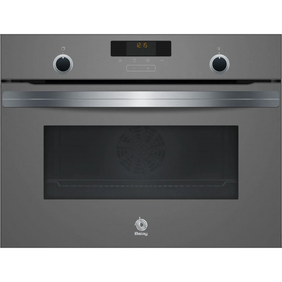 Horno compacto Balay 3CB5151A2, 47 litros, 7 funciones, Aqualisis, clase A, horno de leña, precalentamiento rápido, 60 x 45 cm, cristal gris antracita