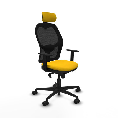 Jorquera sincro malla negra bali amarillo brazos 1D base nailon cabecero 2D ruedas 65mm nailon