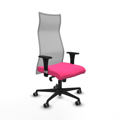 Albacete malla XL sincro malla gris similpiel rosa brazos 1D base nailon ruedas 65mm engomadas