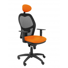 SILLA JORQUERA MALLA NEGRO CABECERO FIJO ASIENTO SIMILPIEL NARANJA 15SNSPNAC