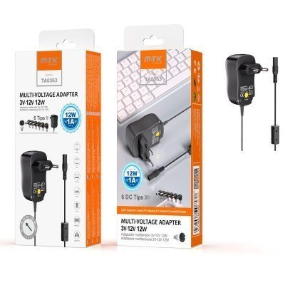 Cargador universal manual 12W / 1A / 3v-12v / 6 conectores / 1.2m / TA0363 / Mtk / 0053632