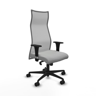 Albacete malla sincro malla gris similpiel gris claro brazos 1D base nailon ruedas 65 mm nailon