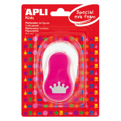 Apli Perforadora de Papel y Goma Eva en Forma de Corona - Figura de 25.4mm - Perforadora de Alta Calidad para Papel, Carton, Cartulina o Goma Eva de Hasta 2mm - Deposito de Restos de Papel o Goma Eva