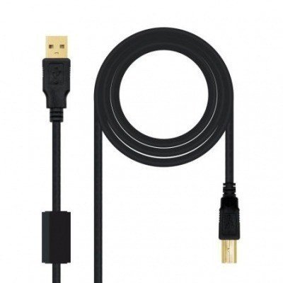Cable USB 2.0 Impresora Nanocable 10.01.1205/ USB Macho - USB Macho/ 5m/ Negro