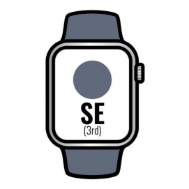 Apple Watch SE 2 Gen 2023/ GPS/ 44mm/ Caja de Aluminio Plata/ Correa Deportiva azul Tempestad S/M