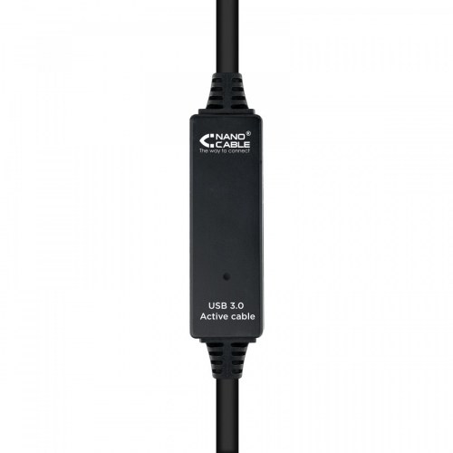 Cable USB 3.0 prolongador con amplificador y Alim., tipo A/M-A/H, negro, 15m