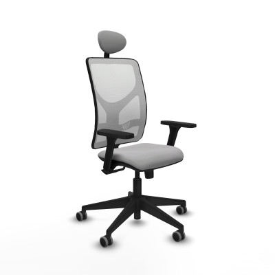 Motilla sincro malla blanca bali gris claro brazos 3D base piramidal cabecero fijo ruedas 65mm engomadas