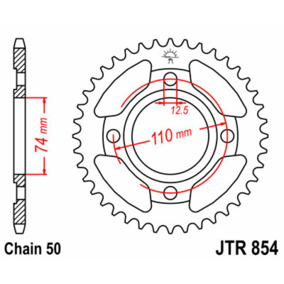 Corona JT SPROCKETS acero estándar 854 - Paso 530 JTR854.36