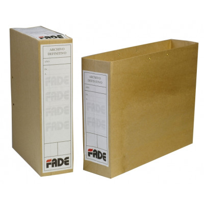 Fade 100 Bolsas de Archivo Definitivo - Formato Folio - Lomo de 80mm - Cinta para Cerrar - Carton Kraft Microcanal - Etiquetas Adhesivas - Color Marron