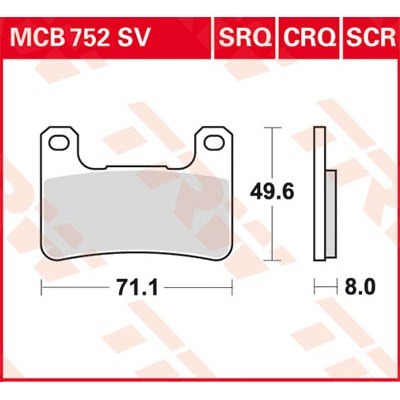 Pastillas de freno sinterizadas Race serie SCR TRW MCB752SCR