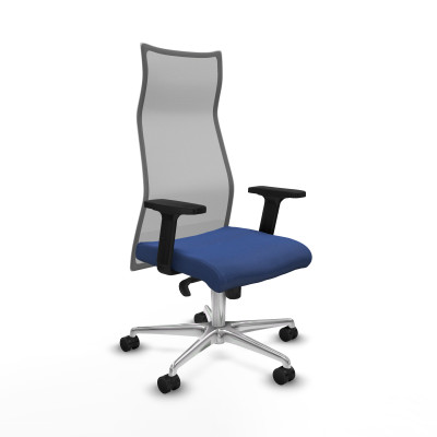 Albacete malla sincro malla gris bali azul marino brazos 2D base aluminio ruedas 65 mm nailon