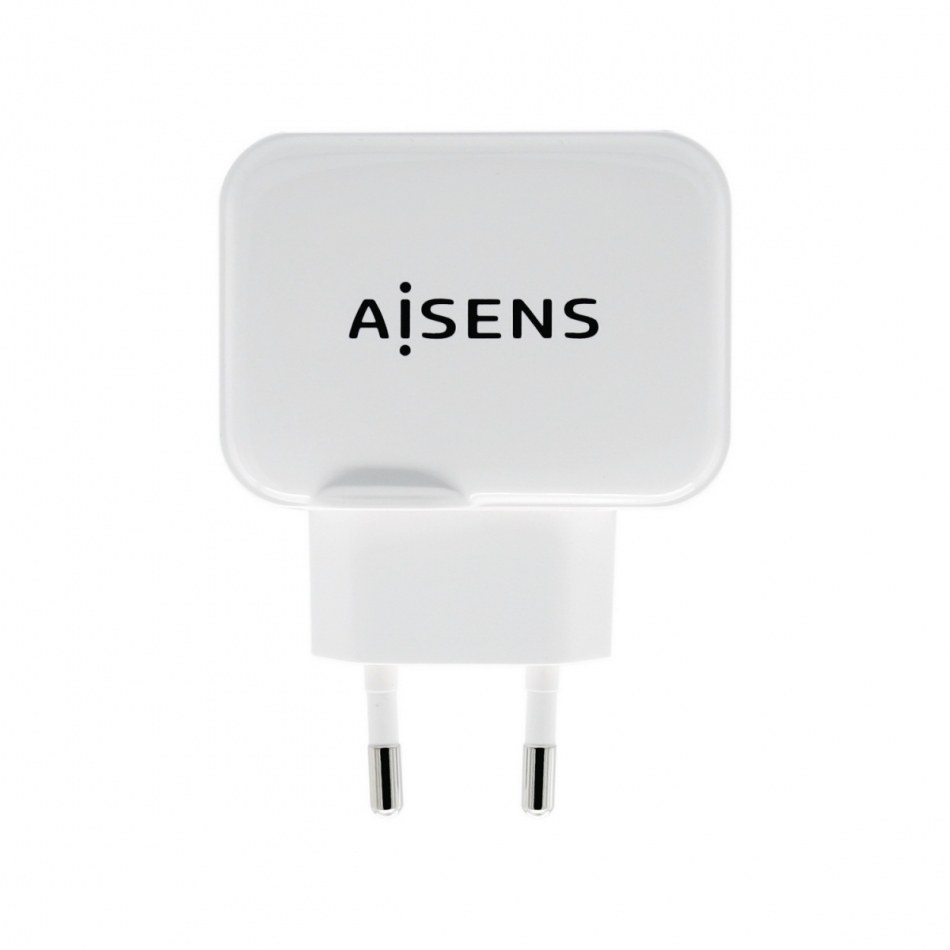 Aisens - Cargador Usb 17W 5V/3.4A, 2Xusb Con Control Ai, Blanco