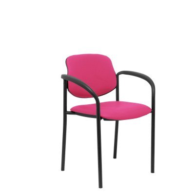 Silla fija Styl similpiel rosa chasis negro con brazos