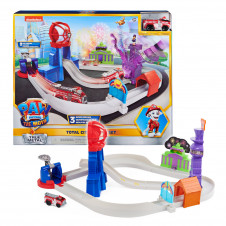PAW Patrol , circuito de la película True Metal Total City Rescue Set, con un exclusivo vehículo de Marshall, escala 1:55, juguetes para niños a pa