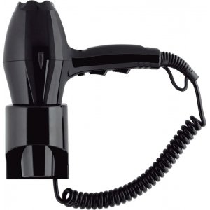 Secador de pelo con soporte de pared Orbegozo SEH 1850, motor AC profesional, 1800W, 2 velocidades, 3 temperaturas, negro
