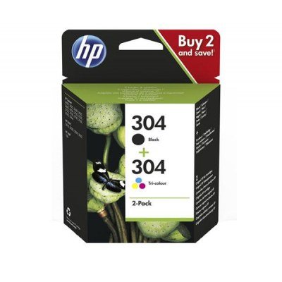 HP 304 Negro + Color Pack de 2 Cartuchos de Tinta Originales - 3JB05AE