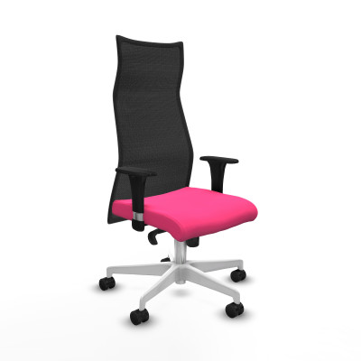 Albacete malla XL sincro malla negra similpiel rosa brazos 1D base blanca ruedas 65mm nailon