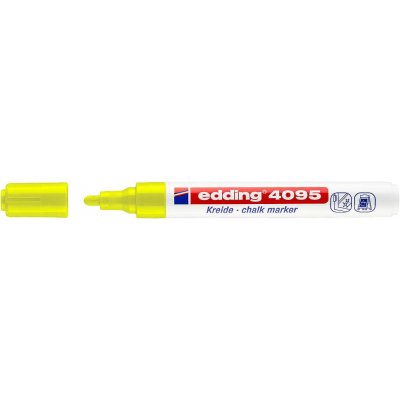 Edding 4095 Rotulador de Tiza Liquida - Punta Redonda - Trazo entre 2 y 3mm - Olor Neutro - Color Amarillo Neon